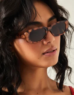 Accessorize Narrow Tortoiseshell Rectangle Sunglasses