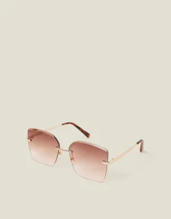 Accessorize Oversized Smokey Lens Rimless Glasses