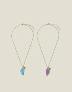 Accessorize 2-Pack BBF Heart Friendship Necklaces