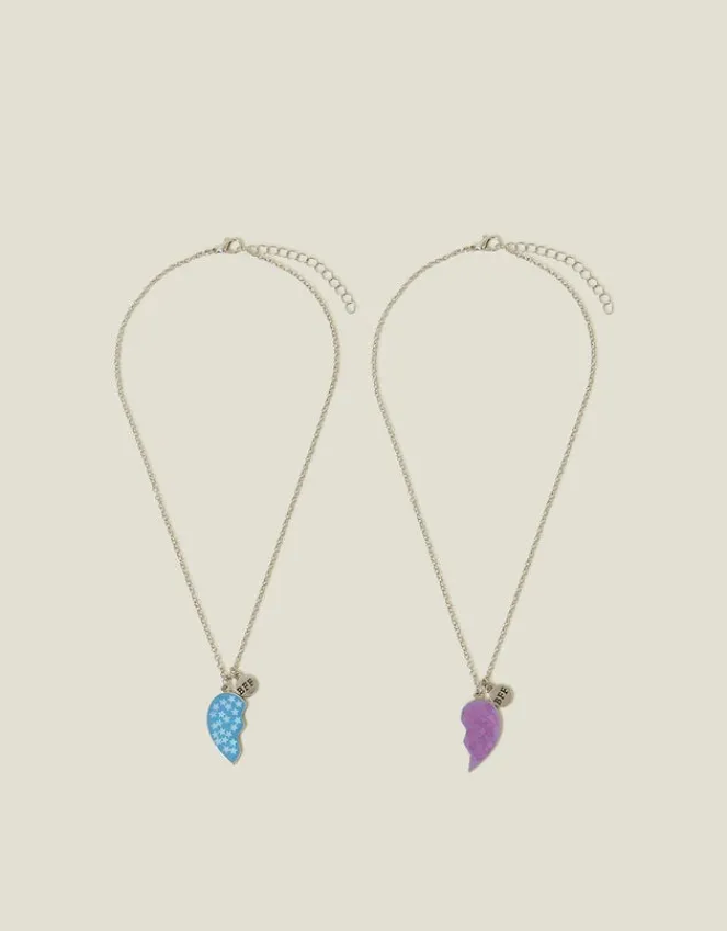 Accessorize 2-Pack BBF Heart Friendship Necklaces