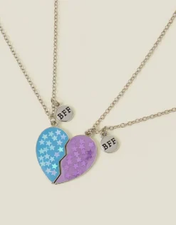 Accessorize 2-Pack BBF Heart Friendship Necklaces