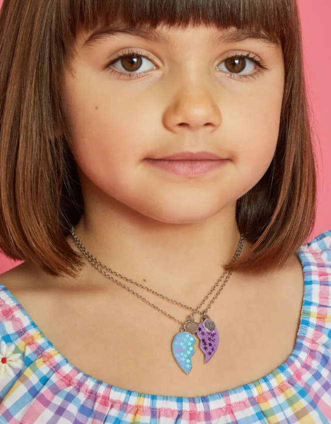 Accessorize 2-Pack BBF Heart Friendship Necklaces