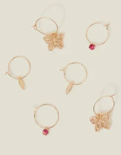 Accessorize 3-Pack Butterfly Leaf Huggie Hoop Earrings Pink
