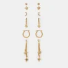Accessorize 6-Pack Celestial Chain Stud and Hoop Earrings Gold