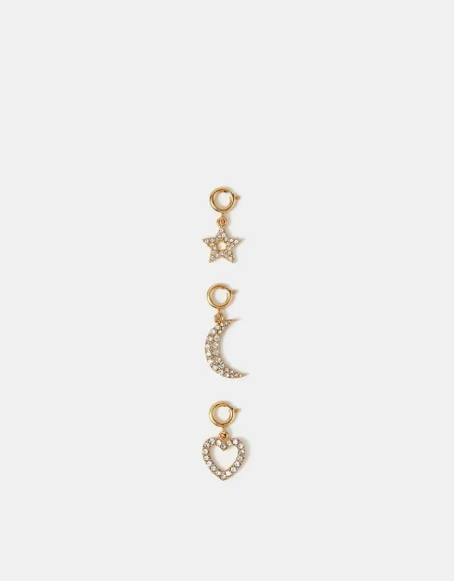 Accessorize 3-Pack Celestial Diamanté Jewellery Charms