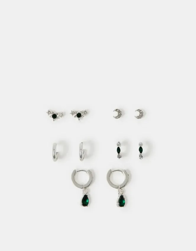 Accessorize 5-Pack Celestial Gem Stud & Hoop Earrings