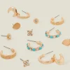Accessorize 6-Pack Celestial Stud and Hoop Earrings Gold