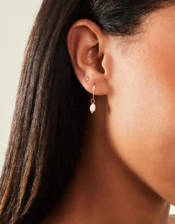 Accessorize 3-Pack 14ct Gold-Plated Pearl and Stud Hoop Earrings