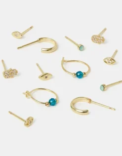 Accessorize 6-Pack 14ct Gold-Plated Stud & Hoop Earrings