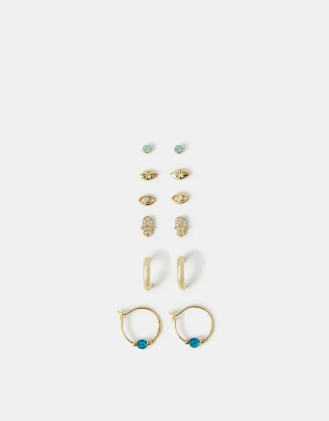 Accessorize 6-Pack 14ct Gold-Plated Stud & Hoop Earrings
