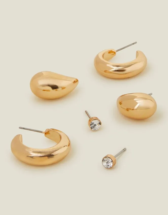 Accessorize 3-Pack Curve Drop Earrings