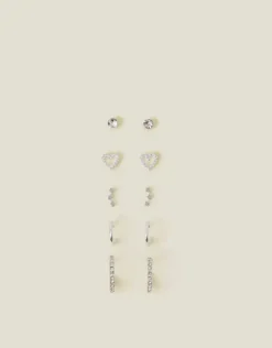 Accessorize 10-Pack Diamante Star Stud and Hoop Earrings
