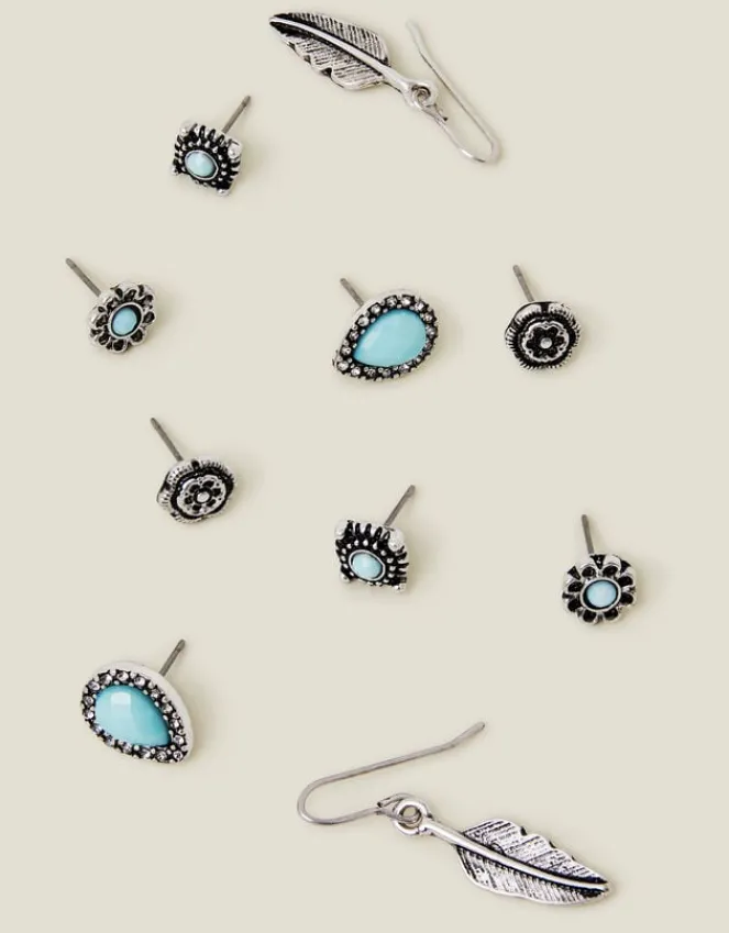 Accessorize 5-Pack Feather Stud Earrings