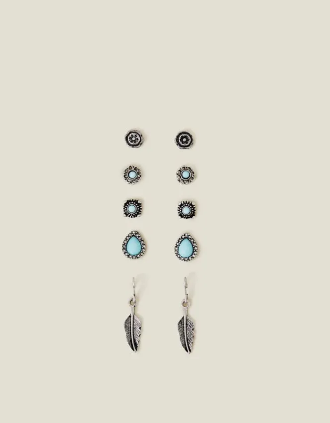 Accessorize 5-Pack Feather Stud Earrings