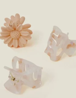Accessorize 3-Pack Flower and Resin Claw Clips