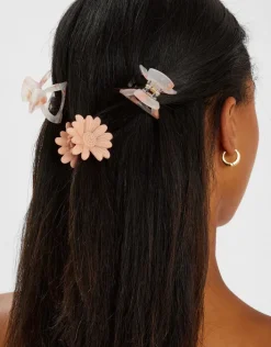 Accessorize 3-Pack Flower and Resin Claw Clips