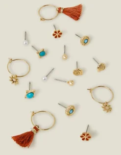 Accessorize 8-Pack Flower Hoop and Stud Earrings