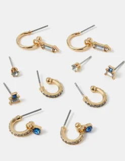 Accessorize 5-Pack Gem Diamante Stud & Hoop Earrings