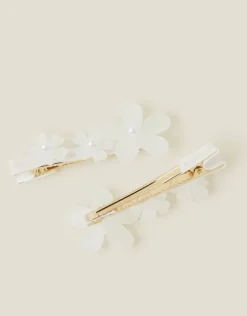 Accessorize 2-Pack Gem Flower Clips Ivory