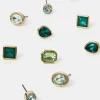 Accessorize 5-Pack Gem Stud Earrings Green