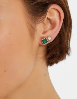 Accessorize 5-Pack Gem Stud Earrings Green