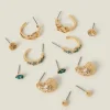 Accessorize 6-Pack Gem Textured Stud and Hoop Earrings