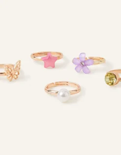 Accessorize 5-Pack Girls Adjustable Rings
