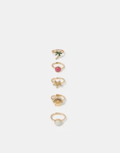 Accessorize 5-Pack Girls Beach Rings
