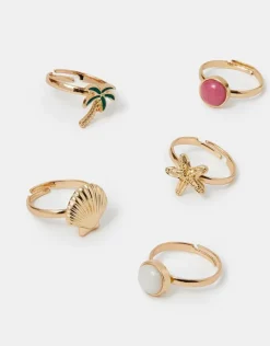 Accessorize 5-Pack Girls Beach Rings