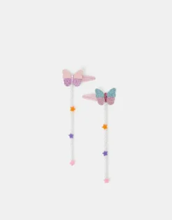 Accessorize 2-Pack Girls Butterfly Dangly Hair Clips