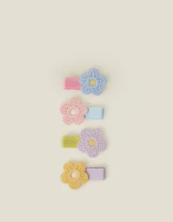 Accessorize 4-Pack Girls Crochet Flower Salon Hair Clips