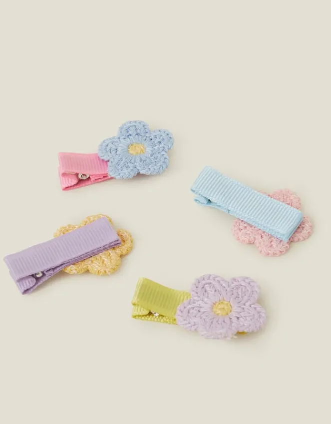 Accessorize 4-Pack Girls Crochet Flower Salon Hair Clips