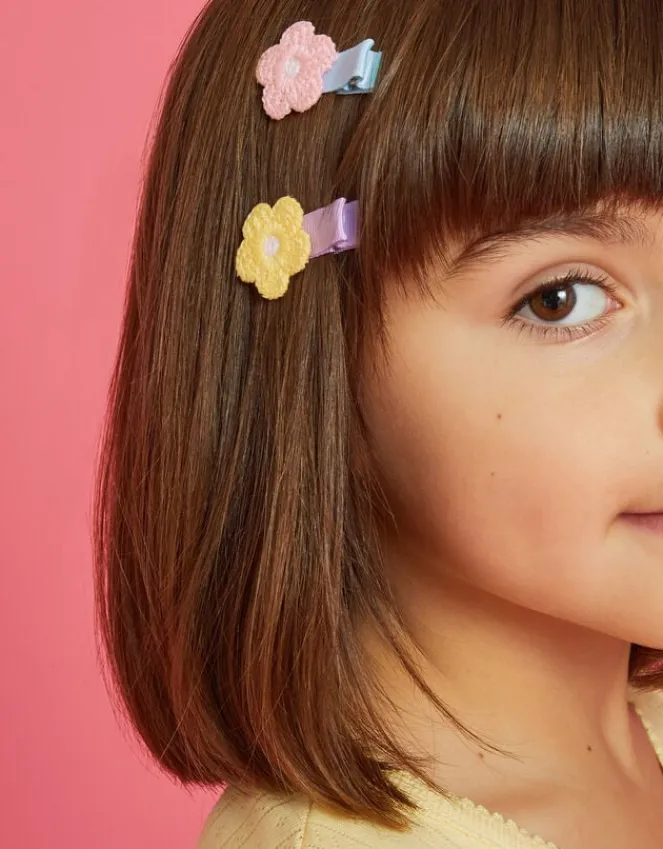 Accessorize 4-Pack Girls Crochet Flower Salon Hair Clips