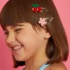 Accessorize 4-Pack Girls Crochet Flower Cherry Hair Clips