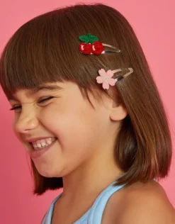 Accessorize 4-Pack Girls Crochet Flower Cherry Hair Clips