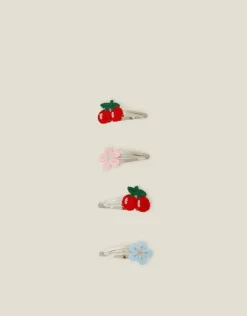 Accessorize 4-Pack Girls Crochet Flower Cherry Hair Clips