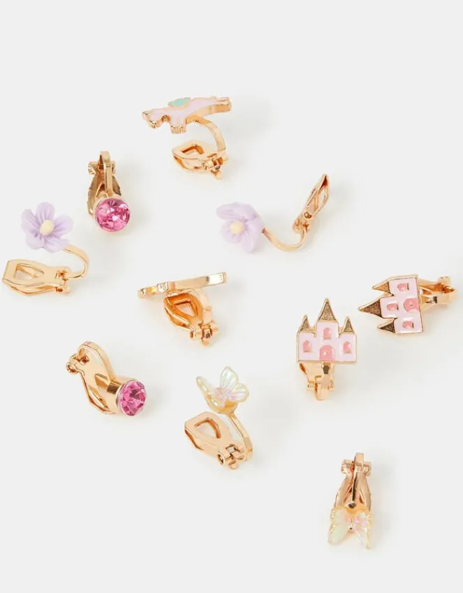 Accessorize 5-Pack Girls Fairy Tale Clip-On Earrings