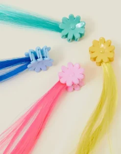Accessorize 4-Pack Girls Faux Hair Claw Clips