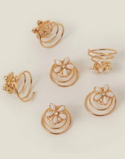 Accessorize 6-Pack Girls Flower Spiral Hair Clips