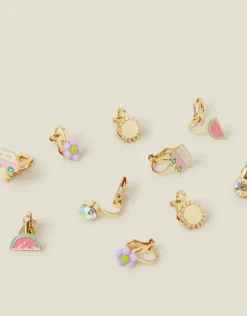 Accessorize 10-Pack Girls Fruit Clip-On Earrings