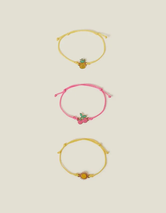 Accessorize 3-Pack Girls Fruit Cord Bracelets