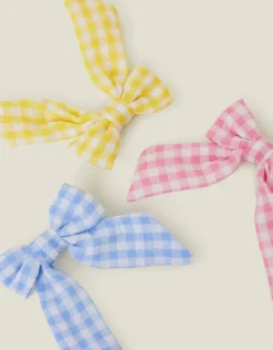 Accessorize 3-Pack Girls Gingham Bow Hair Clips