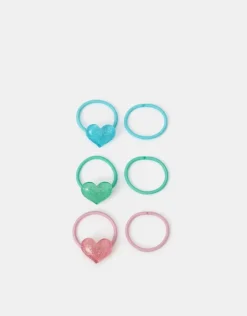 Accessorize 6-Pack Girls Glitter Heart Hair Bands