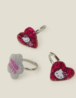 Accessorize 3-Pack Girls Hello Kitty&reg; Glitter Rings