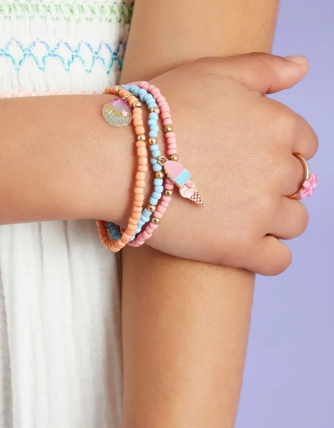Accessorize 3-Pack Girls Ice Cream Charm Bracelets