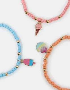 Accessorize 3-Pack Girls Ice Cream Charm Bracelets