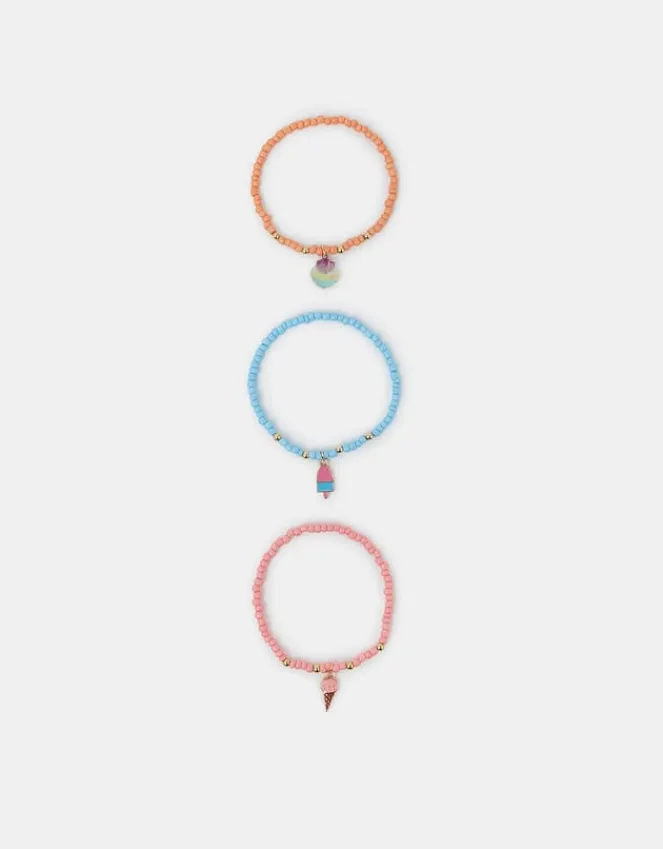 Accessorize 3-Pack Girls Ice Cream Charm Bracelets
