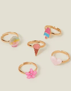 Accessorize 5-Pack Girls Ice Cream Rings