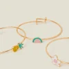 Accessorize 3-Pack Girls Metal Bangle Bracelets Gold