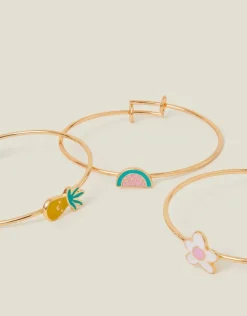Accessorize 3-Pack Girls Metal Bangle Bracelets Gold